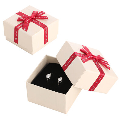 

Toponeto Ribbon Bow Ring Earrings Jewelry Box Carton Storage Box