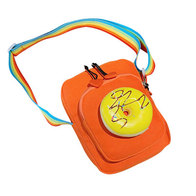 

Fashion Casual Girls Shoulder Messenger Portable Bags Creative Cartoon Burger Donut Waffles Printing Cute Cross-body Handbag