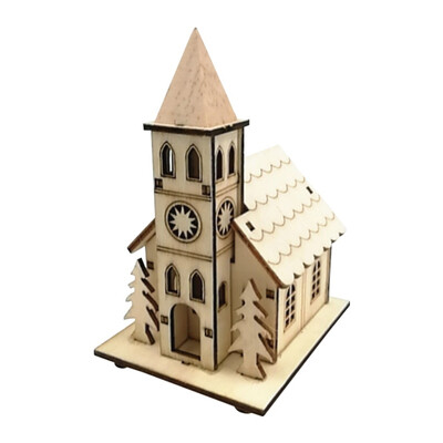 

1PC Light Chalet Christmas Wooden House Christmas Tree Pendant Shiny Wooden Snow House Christmas Decorations for Home
