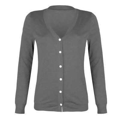 

2019 New Women Autumn Blouse Button V-Neck Casual Wild Long Sleeve Shirt Cotton Knit Solid Color Loose Tops