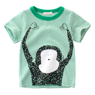

Summer Kids T-shirt Tops Striped T shirt For Boy Cotton Short Sleeve Tops Children Cartoon Stripe Animal Pattern Blouse Clothes