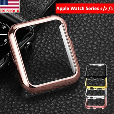 

For Apple Watch Series 3 2 1 Snap On Hard Bumper Case Screen Protector 38MM 42MM