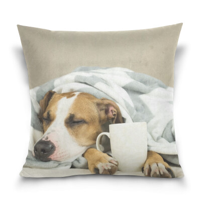 

ALAZA Throw Pillow Case Decorative Pillow Covers 16 X 16 inch Sleeping Young Pitbull Dog Pattern Pillowcase
