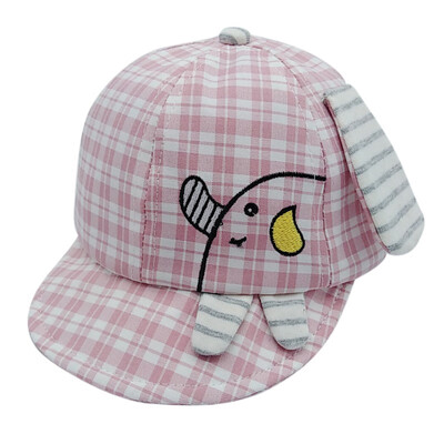

Baby hat spring new childrens plaid cartoon cotton baseball cap baby hat accessories for 0-2T