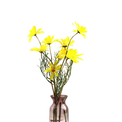

Artificial Flowers Fake Flowers 5 Branches 5 Heads Vintage Style Daisy Bouquet for Home Garden Office Table Wedding Decor