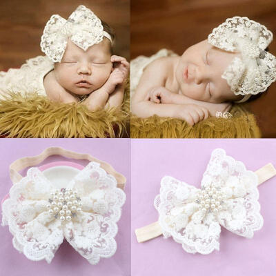 

Kids Girl Baby Headband Toddler Lace Bow Flower Infant Hair Band Accessories