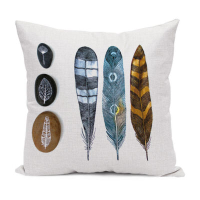 

Pillow Case Feather Flower Painting Linen Throw Pillowcases Simple Modern Cushion Office Back Cushion Core-less