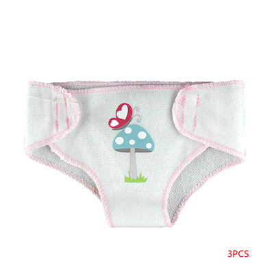

3 Pcs Reusable Baby Dolls Interactive Cloth Diaper Pants Set Nappy 17 Inch 43cm Accessories