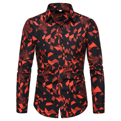 

Tailored Mens New Fashion Printed Long Sleeve Shirts Slim Comfortable Long Sleeve Shirt