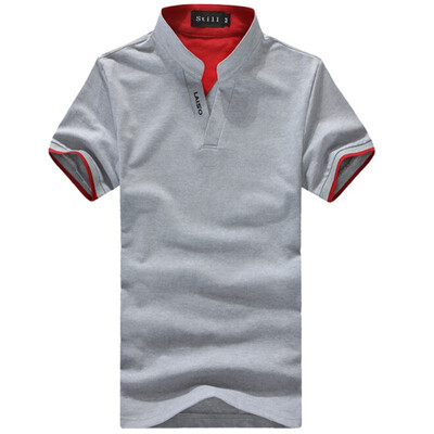 

Summer Classic Solid Color Men Lapel Short Sleeve Tee T-shirt  L XL XXL 3XL