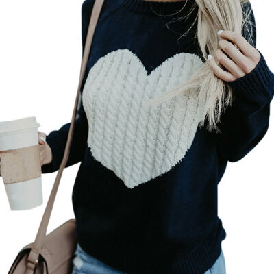 

2019 Winter Womens Long-sleeve Love Sweater Knitted Pullover Female Soft Warm Autumn Casual Sweater