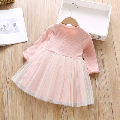 

Spring Autumn Teenager Dress Baby Girl Long Sleeve Mesh Yarn Dress Crew Neck Tutu Dress Princess Dresses Casual Clothes