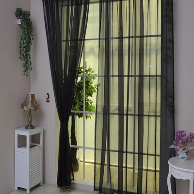 

Toponeto 1 PCS Pure Color Tulle Door Window Curtain Drape Panel Sheer Scarf Valances