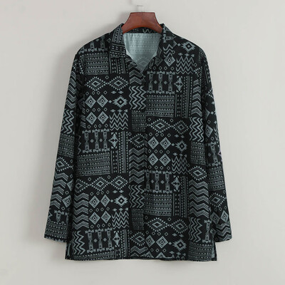 

Tailored Mens Fashion Long Sleeve Nice print Shirt Casual Vacation High-street Shirt Top