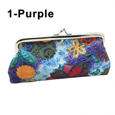 

Womens Coin Purse Cotton Embroidery Flower Handbag Hasp Pouch Wallet Money Bag