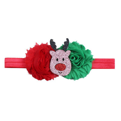 

Baby Girls Christmas Decoration Headband Child Christmas New Old Flower Mosaic Cartoon Pattern Hair Band
