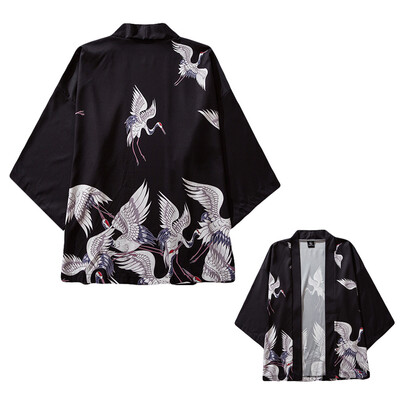 

Toponeto Fashion Mens Cardigan National Print Loose Jacket Yukata Coat Baggy Tops Summer