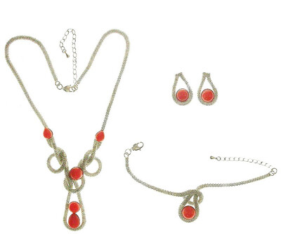 

ETONG Earrings&Necklace&Bracelet Jewelry Set with the Simulated Coral
