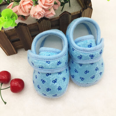 

Baby Girls Casual Comforty Crib Bowknot Hook Loop Cotton Shoes First Walkers