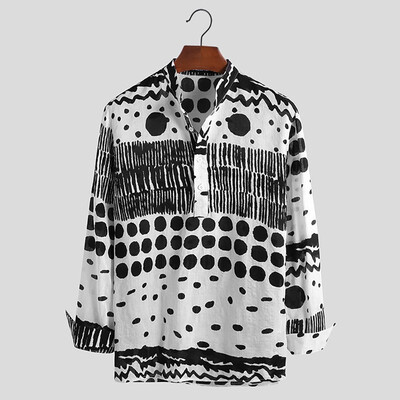 

Tailored Mens New Style Fashion Printed Long Sleeve Shirt Large Size Comfortable Blouse