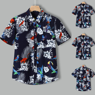 

Tailored Fashion Mens Color Lump Chest Pocket Short Sleeve Round Hem Loose Shirts Blouse