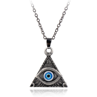

Vintage Triangle Pendant Rune eye necklaces Eye of Sun God Symbol for women