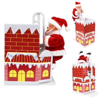 

Christmas Decoration Santa Claus Climbing Chimney Electric Toy Doll With Music For Christmas New Year Home Decoration