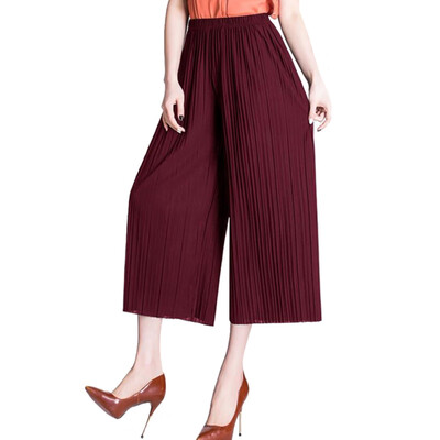 

Summer Female Chiffon Wide Leg Pants Women High Waist Pleated Wrinkle Loose Girls Thin Section Fashion Sexy Korean Pants