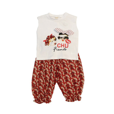

Baby Girls Summer Sets Sleeveless Cartoon Print Vest TopsFloral Shorts Suits Casual Outfits Sets