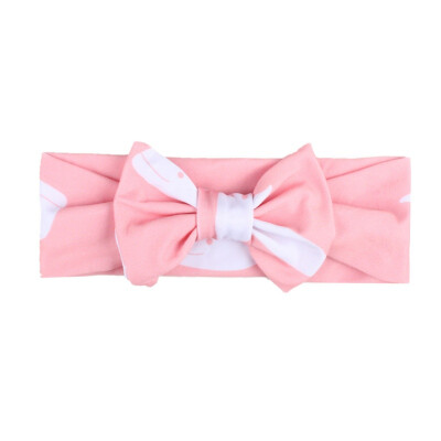 

New Europe America Baby Cartoon Print Milk Silk Headband Baby Girls Bow Headwear Hair Accessories 0-6Y