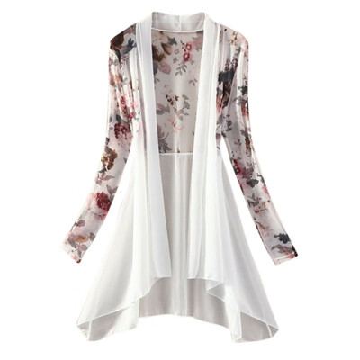 

5 Colors Women Long Chiffon Blouse Shirts Female Cardigan Sunscreen Shirts Floral Printed Ladies Blouses Jackets