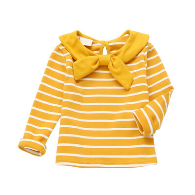 

Baby Girl Long Sleeve Striped T-Shirt Tops Spring Kids Bowknot Cotton T-Shirt For Girls 1-5T