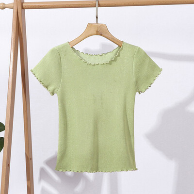 

Women Slim Short T-Shirt Crop Top Female O-Neck Short Sleeve T-shirts