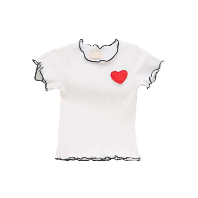 

Summer New Kids Baby Girls Newborn Candy Color Embroidered Short Sleeve T-shirt Tops Children Clothes