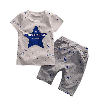 

Boys short sleeved T-ShirtsChildren Shorts Baby Boys Summer Clothes Kids Short Sleeve Clothing Set Star Toddler