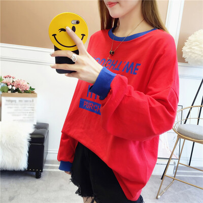 

Long Yue womens 2019 spring new loose casual sweater female Korean version of the set of students long-sleeved shirt LWWY191120 red