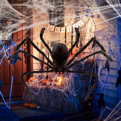 

125cm Super big plush spider made of wire&plush black&multicolour style for party or halloween decorations 1Pcs