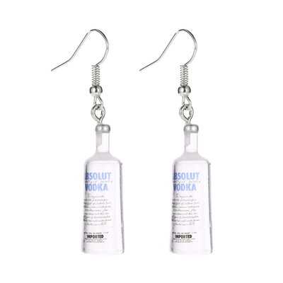 

Creative Cool Vodka Bottle Drop Drinking Style Transparent Bottle Dangle Earring
