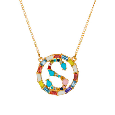 

Fashion Gold Silver Style Cubic Zirconia A-Z Initials Letter Pendant Necklaces