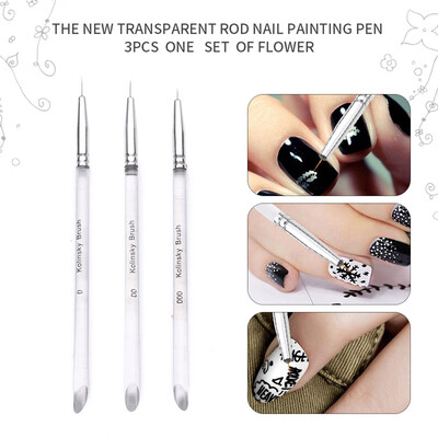 

Toponeto 3PC Nail Art UV Gel Polish Design Dot Painting Detailing Pen Brushes Tool Set