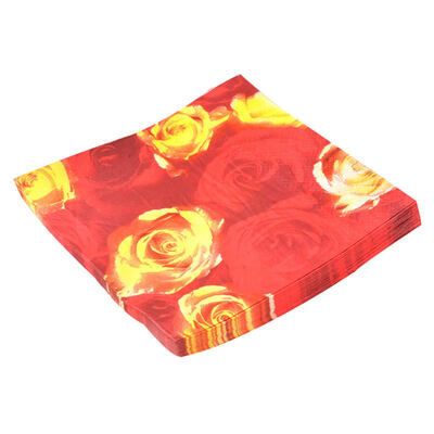 

20Pcs Red Rose Paper Napkins Tissue Festive Party Supplies Dinner Serviette
