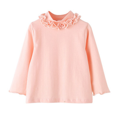

Baby Girls Shirt Long Sleeve T-shirt Cotton Lace Princess Toddler Turtlenecks Solid Tops Blouse