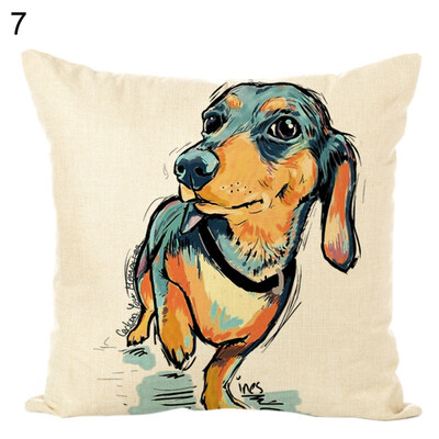 

45x45cm Colored Painting Dog Throw Pillow Case Cushion Cover Sofa Bed Decor