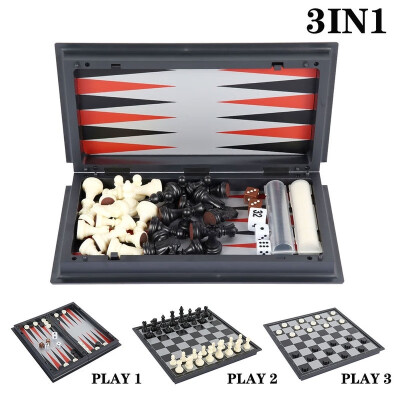 

Portable 3 in 1 Backgammon Magnetic Chess Set Folding Board Game International Chess Folding Chess