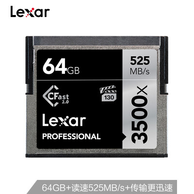 

Lexar 64GB reads 525MBs writes 445MBs CFast 20 memory card 3500x VPG-130 for HD cameras