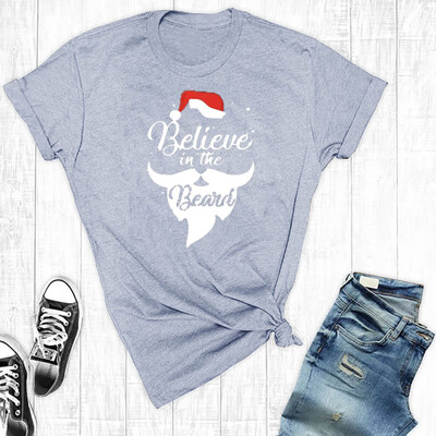 

Tailored Womens Christmas Letter Printed Round Neck Short Sleeve T-shirts Tops Blouse
