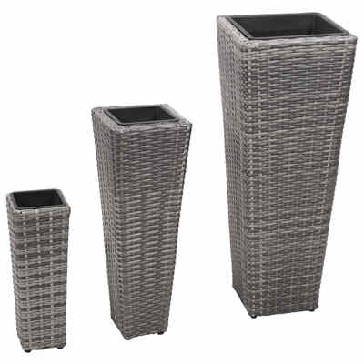 

Garden Planter Set 3 pcs Poly Rattan Gray