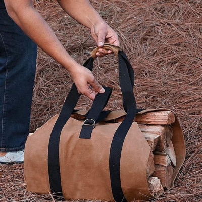 

DIY Durable Waxed Canvas Firewood Tote Heavy Duty Firewood Log Carrier