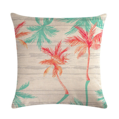 

Flax Pillow Case Cover Plantain Tree Series Throw Sofa Cushion Cover Home Decor