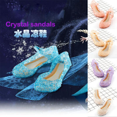 

Kids Girl Fancy Crystal Jelly Gel Shoes For Frozen Cinderella Dress Up Cosplay